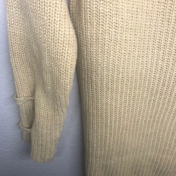 Tan Lace Up Oversized Knit Sweater - Picture 5 of 6